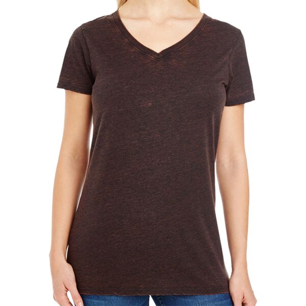 Ladies' Cross Dye Short-Sleeve V-Neck T-Shirt Thumbnail